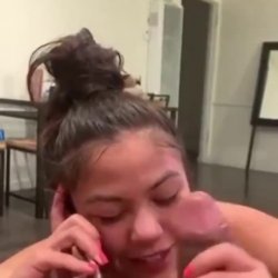 Cheating slut on the phone sucking dick