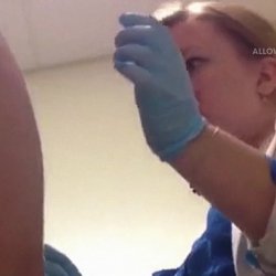 Nurse taking her time to examine dick