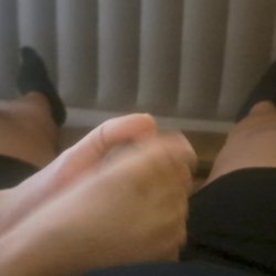 Another Sunday afternoon footjob (covered cumshot)