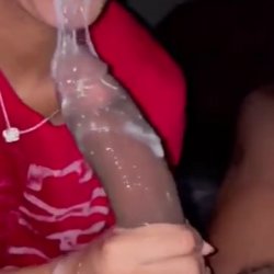 Ebony sucks it sloppy