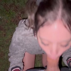 taking risks in a public place in the middle of the night by getting a blowjob from a teen