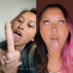 Asian Girl Dildo Blowjob + Ahegao Joi