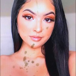 Pretty face Cutie Latina cock and cum tribute from 3 years ago on my 32in tv