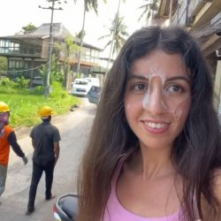 Brave Slut Does A Cumwalk | cumshot facial public risky outdoors cum walk