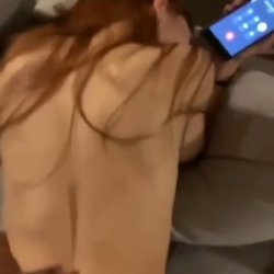 Redhead gilfriend talking to bf on phone while got fucked by BBC