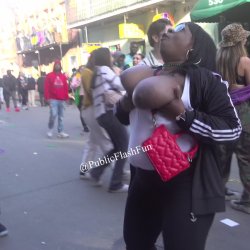 Flashing Long Black Tits During Mardi Gras