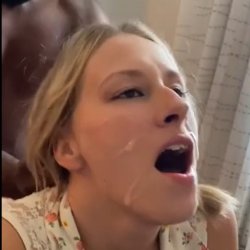 Blond Slutwife BBC Fucked with Sperm on her Slutface