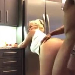 White mom fucks her step sons black friend
