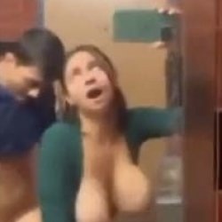 fucked big titty student on a public toilet