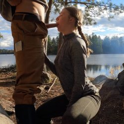 Pretty teen gets fucked and facialed on camping trip