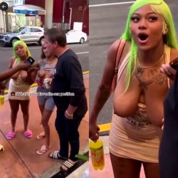Street interview with topless black girls 😮