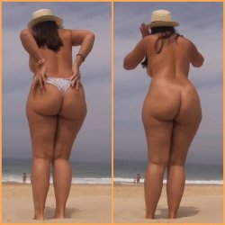PAWG Mom undresses at public beach 😍