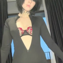 🔞 Young sexy goth perky tits round ass lace bra garter straps horny tease 🫦💦🍑😈 OF now!