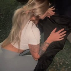 girl sucks off and fucks a guy outside