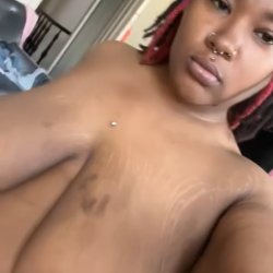 Huge long black saggy udders