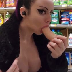 No Shame Throating A Dildo In Public | blowjob risky store almost caught