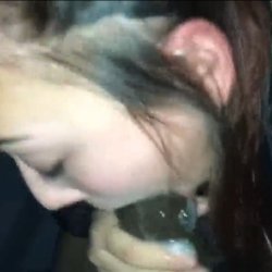 Cheating girlfriend sloppy up on a bbc in car backseat.