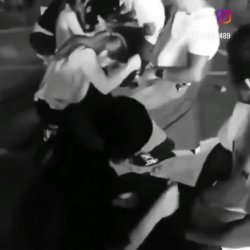 Asian host a public handjob contest